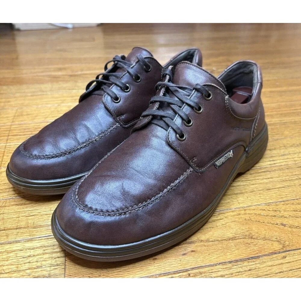 Mephisto Douk Men Size 8.5 Brown Leather Moc Toe Derby Oxfords Hydro Protect